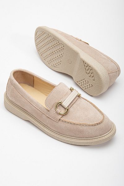 Tonny Black Γυναικείο Nude Suede Άνετη Εφαρμογή Μπροστινή Πόρπη Casual Loafer