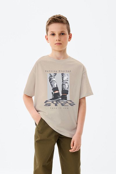 MYADA Tricou pentru băiat cu imprimeu First Step Written Walking Feet