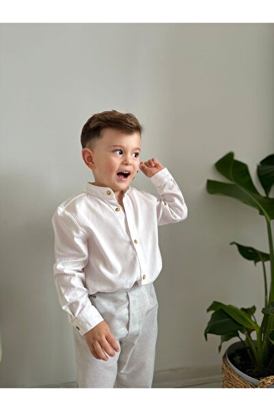 favorimkids FAVORIMKİDS Shirt Gray Color Trousers Bottom Top Set