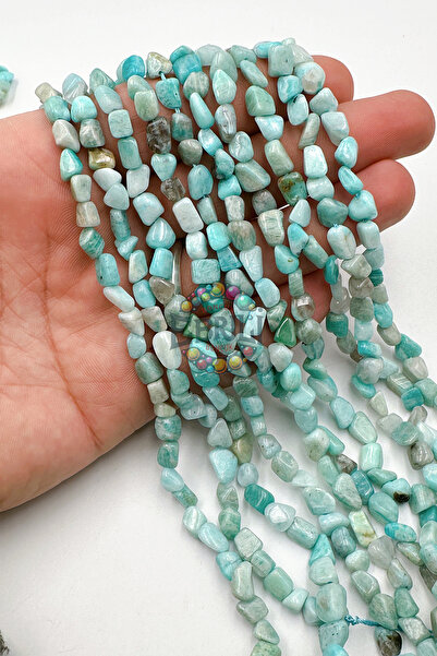 Ebruli Boncuk Amorphous Cut Amazonite Natural Stone Accessory Bead Bead (1 St...