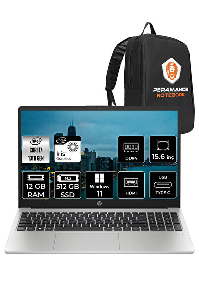 HP 250 G10 Intel Core i7 1355U 12GB RAM 512GB SSD 15.6'' FHD W11HOME 8A541EA & PER4 ÇANTA