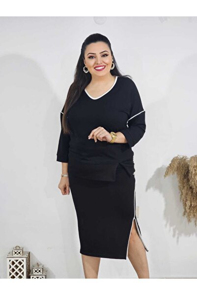Melis Designer Σετ μπλούζα με φούστα Plus Size