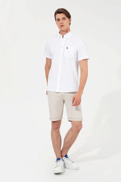 U.S. Polo Assn. ΚΟΝΤΟΜΑΝΙΚΙ ΛΕΥΚΟ ΠΟΥΚΑΜΙΣΟ ΑΜΕΡΙΚΑΝΙΚΟ POLO ASSNMEN'S κανονική εφαρμογή