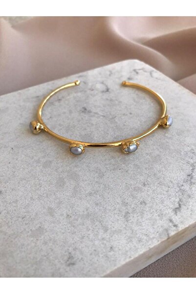 MiracleLivesGiftShop Dört İnci Manşet Bileklik, Doğal İnci Manşet Bileklik, Kadın Doğal İnci Bileklik