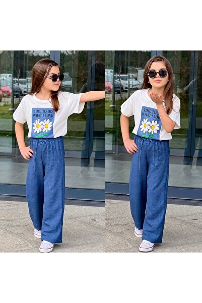 YARENKİDS Girl's Bottom Top Loose Comfortable Fit 2-Piece Set