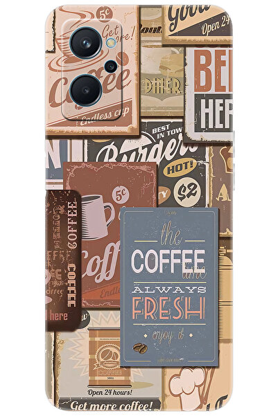 realme 9i (RMX3491) Uyumlu Kılıf Desen Baskılı Silikon Kahveci Tabelaları STK...