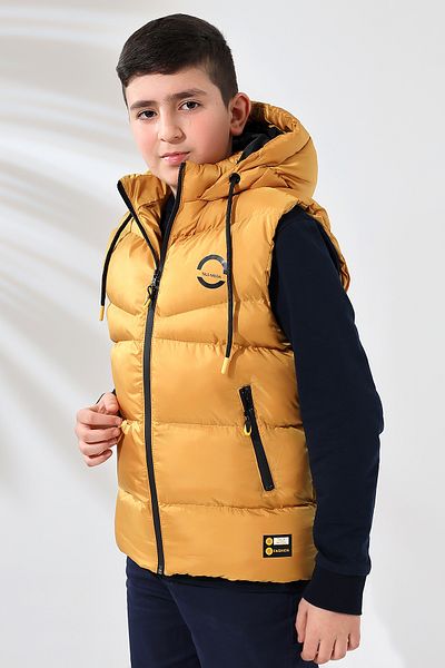 Talsmoda YELLOW COLOR CHILDREN'S VEST WITH HOOD