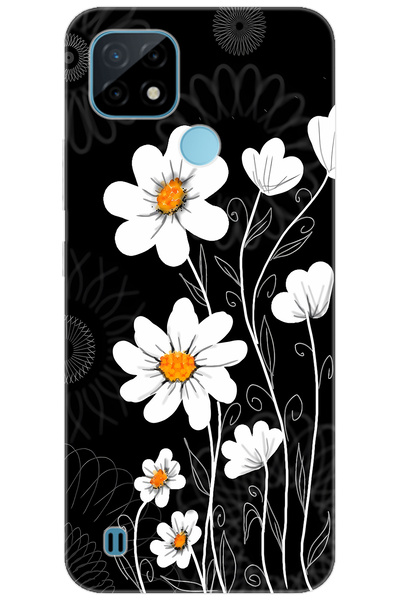 realme C21 (RMX3201) Uyumlu Kılıf Desen Baskılı Silikon Papatya STK:693 CP-b9...