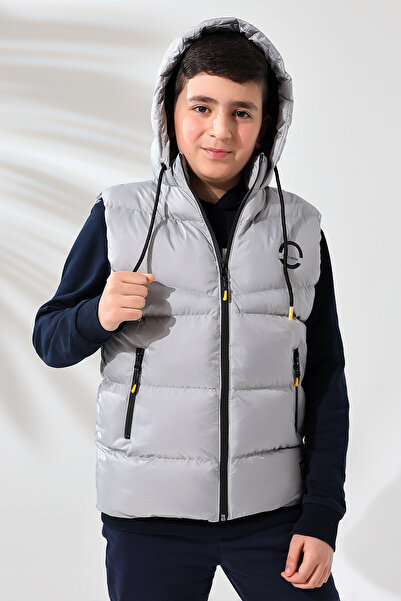 Talsmoda GREY COLOR CHILDREN'S VEST WITH HOOD