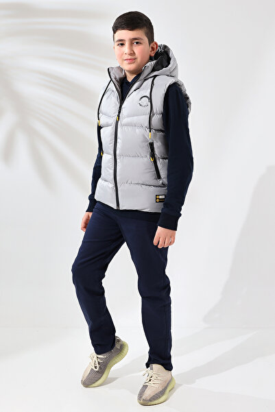 Talsmoda GREY COLOR CHILDREN'S VEST WITH HOOD