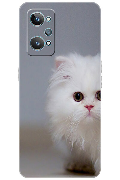 realme GT2 (RMX3311) Uyumlu Kılıf Desen Baskılı Silikon Beyaz Kedi STK:139 CP...