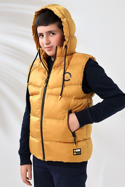 Talsmoda YELLOW COLOR CHILDREN'S VEST WITH HOOD
