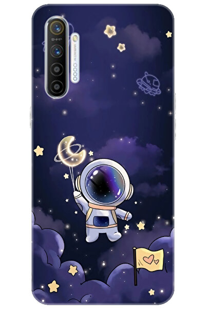 realme XT (RMX1921) Uyumlu Kılıf Desen Baskılı Silikon Astronot STK:738 CP-0v...