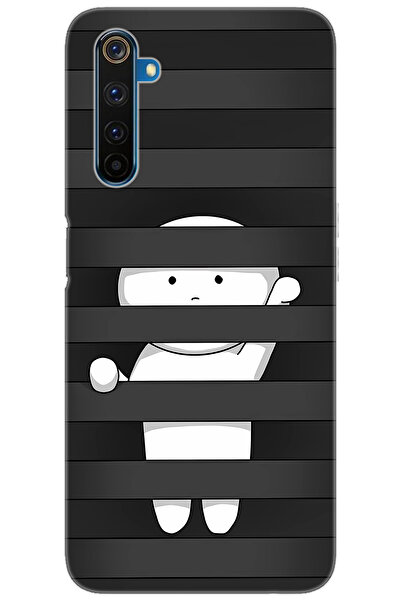 realme 6 PRO (RMX2061) Uyumlu Kılıf Desen Baskılı Silikon Saklanan Karakter S...