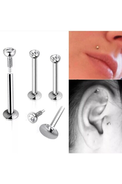 Bylin Cerrahi Çelik Extra Minik Tek Taşlı Piercing (taş Çapı 1,5mm) Bar Uzunl...