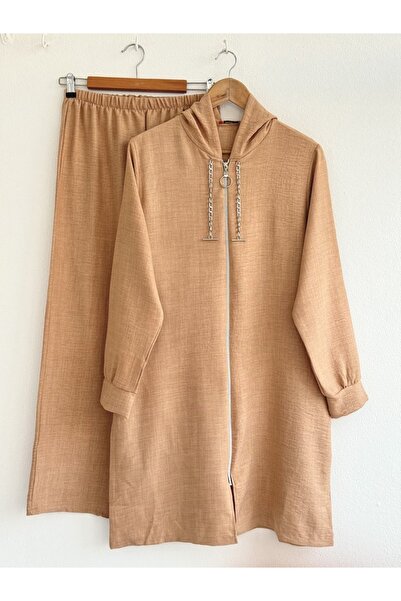 Lalibertaa بدلة طويلة بغطاء للرأس مع جيوب