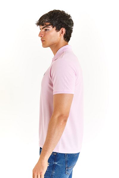 U.S. Polo Assn. US POLO ASSNMEN'S WOVEN POLO NECK LILA T-SHIRT