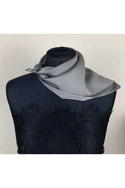 es moda shop Gray Neck Tie Chiffon Scarf Feraye
