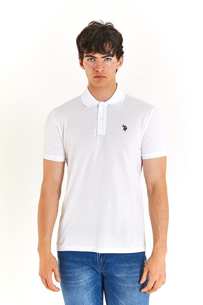 U.S. Polo Assn. ΒΑΣΗ. POLO ASSN. ΑΝΔΡΙΚΟ ΥΦΑΝΤΟ POLO ΛΕΥΚΟ T-SHIRT