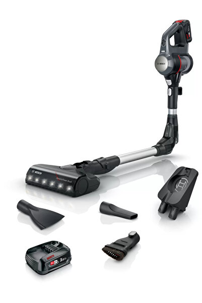 Bosch 10 Yıl Motor Garantili Çift Bataryalı Premium Şarjlı Dikey Süpürge 80 DK Kullanım Süresi