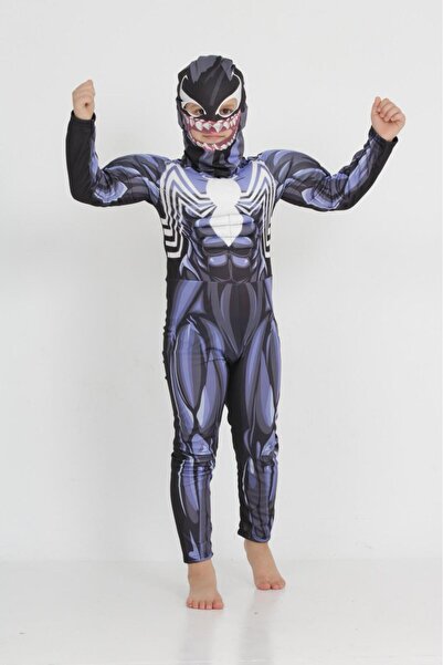 Lizsa Çocuk Kaslı Venom Spiderman Kostümü Çocuk Kaslı Venom Spiderman Kıyafeti
