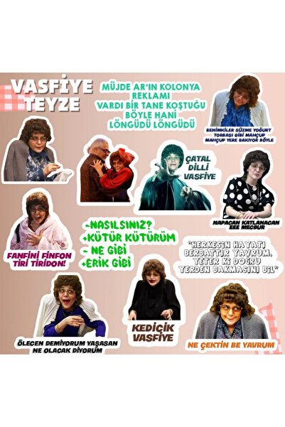 Pufidik Vasfiye Teyze Sticker Seti | Laptop Notebook Telefon Etiket