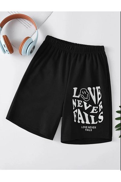Pelna Copii Trend Model Black Love Printed Short Bumbac