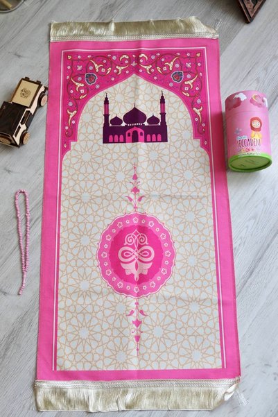 Bilenler Cylinder Box with Piggy Bank Children's Prayer Mat Pink S1038