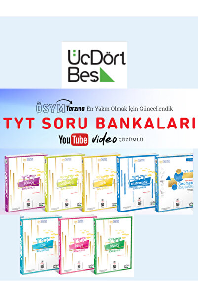 Üç Dört Beş Yayıncılık 345 Tyt 8 Kitaplık Set 3 4 5 Türkçe-Matematik-Fizik - ...