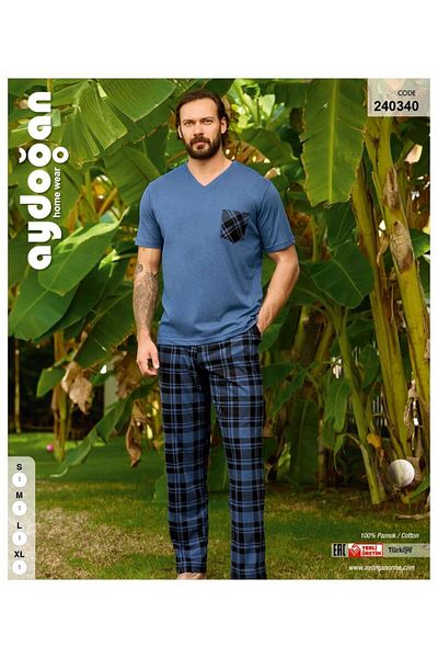 Aydoğan Men's Short Sleeve V-Neck Pajama Set240340