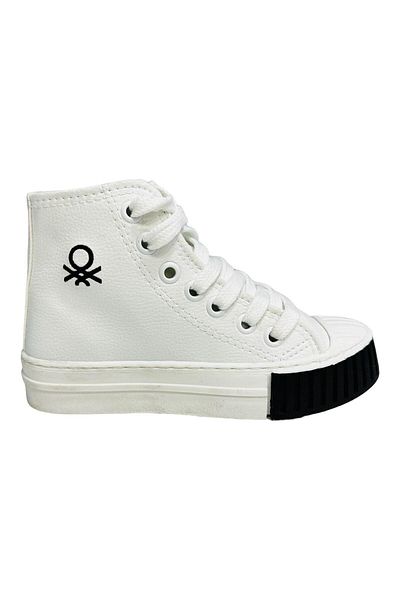Benetton Pantofi Sport Copii Filet Alb Negru