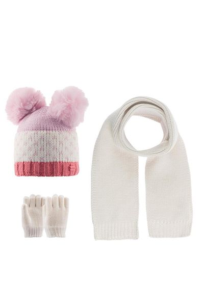 Kitti Baby Girl Scarf Beanie Gloves Set of 3 1-4 Years