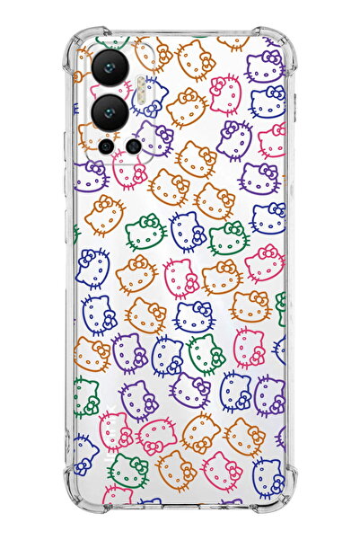 PrintiFy infinix Hot 12 ile Uyumlu Köşe Korumalı Hello Kitty Tasarımlı Şeffaf...