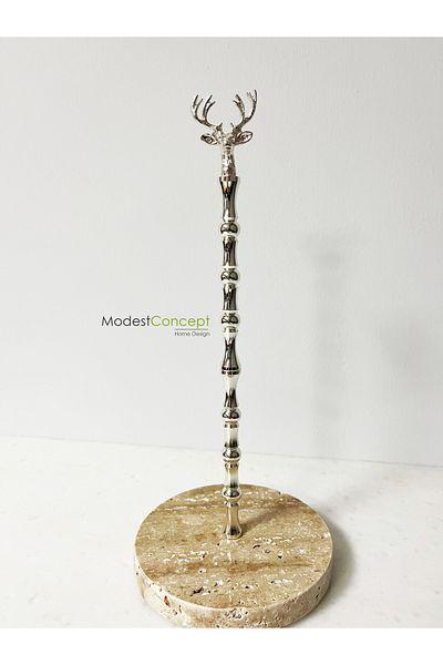 Modestmar رأس غزال فضي - حامل مناشف رخامية من الترافرتين