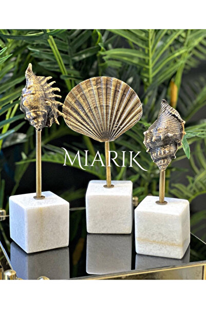 MIARIK DESIGN & DEKORASYON Dekoratif Mermer Tabanlı 3'lü Midye Itirdye Dekora...