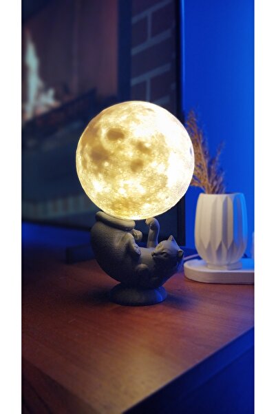 DorDen3D Dekoratif Kedi Masa & Gece Lambası