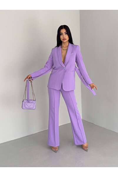 NILOO Women's Suit, Belted Shawl Collar Blazer Jacket