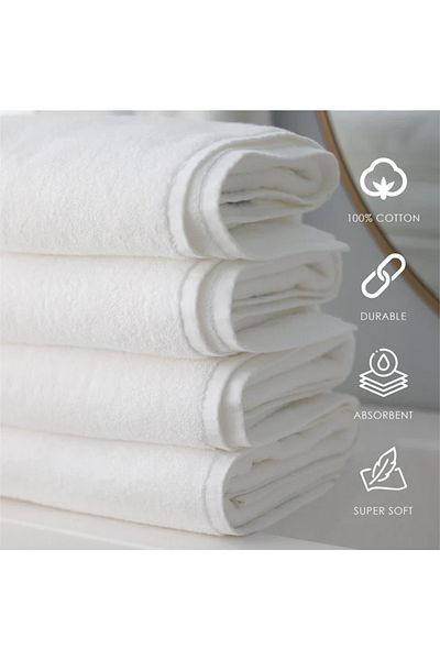 by ballı biocotton 10pcs White Bath Towels 90x150 620GR 100% Cotton Yarn Luxury Hotel Series