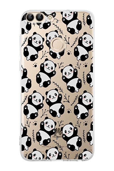 PrintiFy Huawei PSmart (2018) Uyumlu Kamera Korumalı Panda Tasarımlı Şeffaf  ...