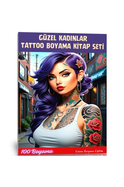 Enine Boyuna Eğitim مجموعة كتب رسم الوشم النسائية الجميلة (3 كتب)