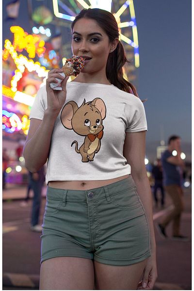 Fuddy Moda Τζέρι εμπριμέ Crop Top, Μπλούζα με στάμπα χαρακτήρων κινουμένων σχεδίων
