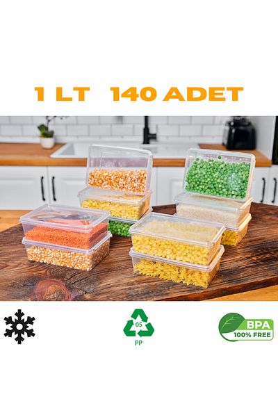 Codemfire Storage Container *140 Pieces* 1 Liter Self-Cover Freezer Kitchen Food Container Not Airable