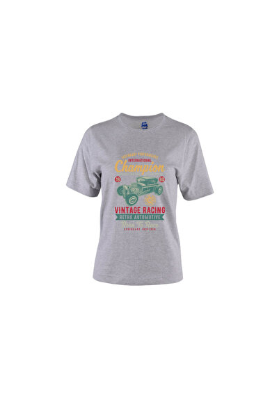 HediyeMania Tricou pentru femei Vintage Racing 1980 cu imprimeu gri, design c...