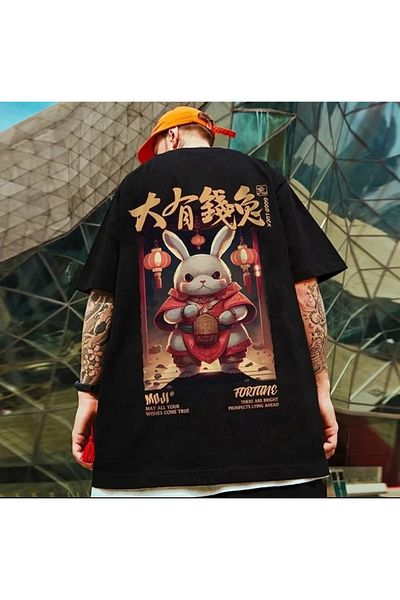 AMOR FACE PLUS SIZE CUSTOM DESIGN MOJI FORTUNE BACK PRINT 100% COTTON HIP HOP MEN'S T-SHIRT