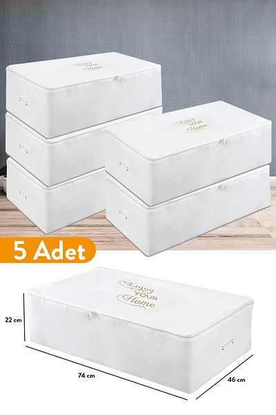 Serstil 5 Pieces - Mega Size White Storage Bag Under Base 74 x 46 x 22 cm