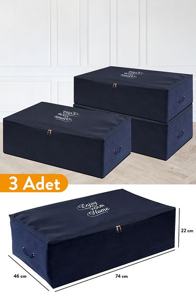 Serstil 3 bucăți - Depozit Mega Size Underlay Bleumarin 74 x 46 x 22 cm