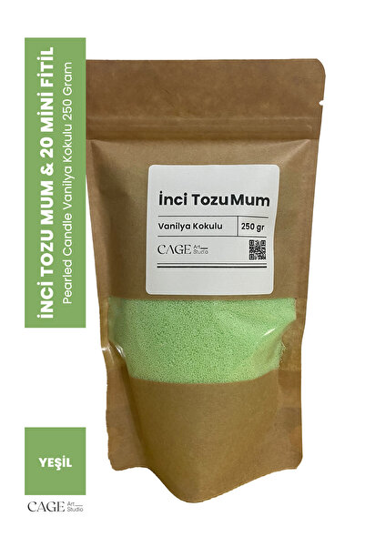 Cageartstudio Organik İnci Tozu Mum ( 20 Adet Fitil ile ) Vanilya Aromalı 250...