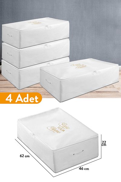 Serstil 4 Pieces - Large Size White Storage Bag Under Plinth 62 x 46 x 22 cm