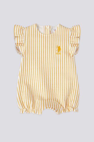 U.S. Polo Assn. US Polo AssnLicensed Line Cream Baby Girl Jumpsuit