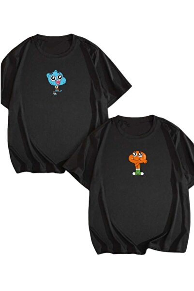 PERISENSE للجنسين النساء الرجال غامبول مطبوعة عاشق زوجين مزيج كبير الحجم تي ش...